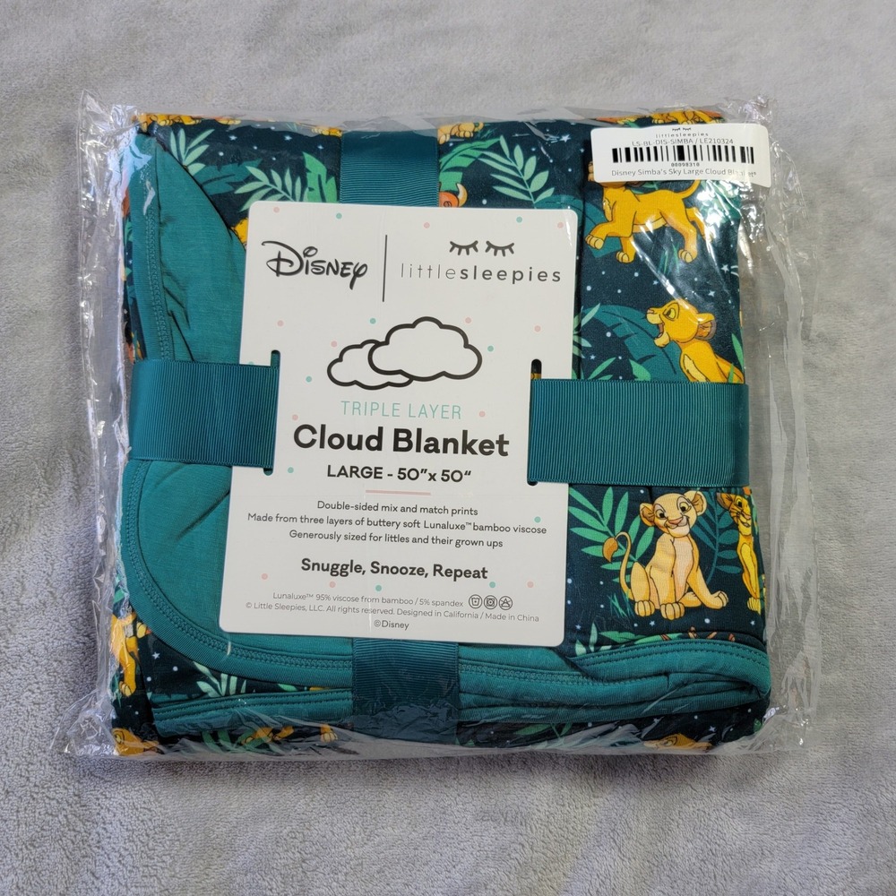 Little Sleepies Disney Simbas Sky Large Bamboo Cloud Blanket 50x50 Lion King NEW